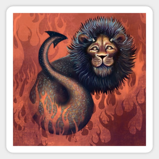 Fire Lion - Original Art Sticker by T.Dow Thomas